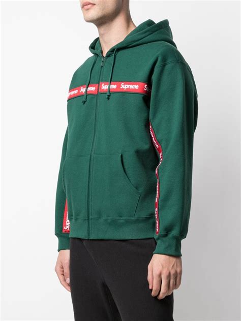 Text Stripe Zip Up Hoodie 